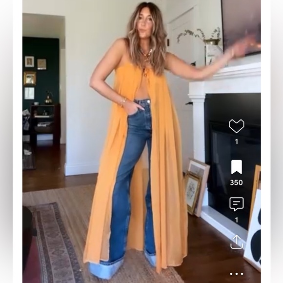 Sunday in Brooklyn Sheer Longline Cami in Orange - O/S - Picture 10 of 13